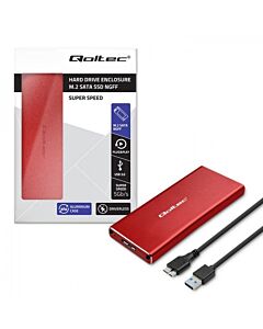 Rack HDD Qoltec M.2 SATA NGFF USB 3.0 super speed red