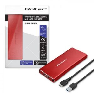 Rack HDD Qoltec M.2 SATA NGFF USB 3.0 super speed red