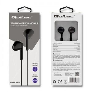 Qoltec In-ear headphones with microphone Black